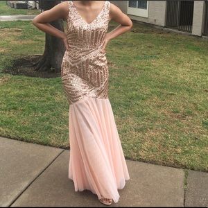 rose gold prom dress